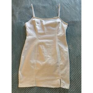 H&M White Denim Mini Dress Bachelorette Bridal Wedding Women's Large Tank Top